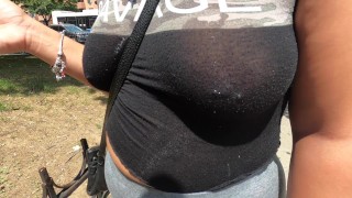 Sister-In-Law Wearing A See-Through Shirt And No Bra