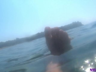 black pantyhose sea adventure in public