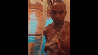 Hot steamy shower with long dick in my hands 
