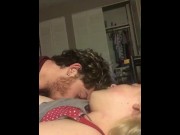 Preview 5 of Horny boyfriend sucks on his girlfriend tits makes her go crazy