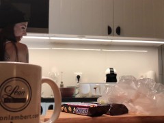 Braless with a Mini G-String Sylvia in the Kitchen doing the Dishes Part 1 - Screenshot 10 of 16 - Candid
