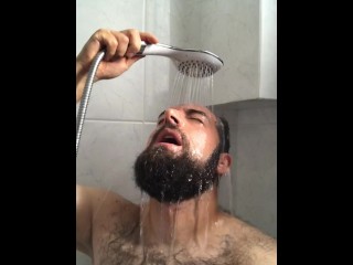 Horny Italian Hairy Bear wants to Fuck in the Shower