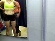 Preview 2 of Risky public fuck by baseball bat in fitting room.