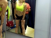 Preview 3 of Risky public fuck by baseball bat in fitting room.