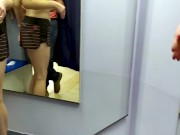 Preview 4 of Risky public fuck by baseball bat in fitting room.