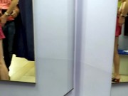 Preview 6 of Risky public fuck by baseball bat in fitting room.