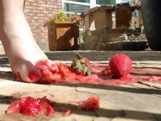 Young half Japanese teen tramples fruit