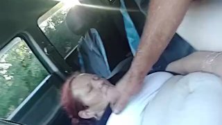 Red Head Cumz long loud & hard, pounding from huge cock while getting choked makes fat beaver drip