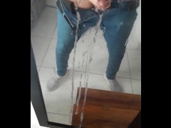 Teen guy cums HUGE LOAD on mirror