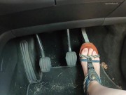 Preview 1 of Racy seductive feet driving in revealing sandals