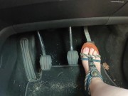 Preview 3 of Racy seductive feet driving in revealing sandals