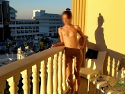 Preview 1 of Naked girl on the balcony greets the morning