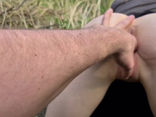 Voyeur Slut On All Fours in Park is Fingered Until She Cums