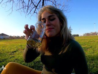 Drinking Pee in Public, Risky Through the Streets of_the City, Countryside and Gardens!4k 60fr REAL