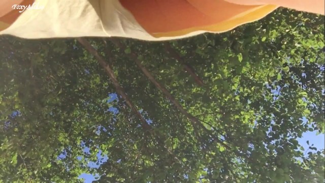 18 Year old Teen Girl in Short Shorts without Panties. Camera in the Park. Close up 