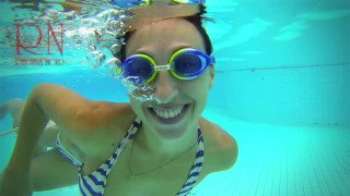 Underwater Mermaid. Amazing underwater show. Bikini underwater