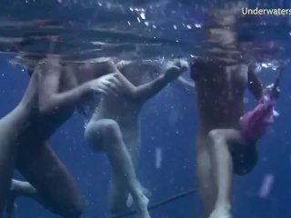 underwater, two girls, lesbian, swimming pool teen