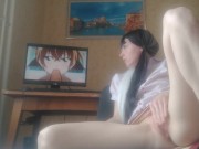 Preview 4 of Похотливая школьница любит удовлетворять себя и смотреть аниме.