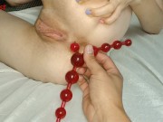 Preview 4 of She took off the anal beads and inserted them VERY deep