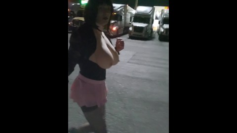 Cross dresser at a truck stop 