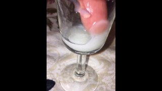 Playing with my cumshot in the glass before I pour it all into my mouth & swallow