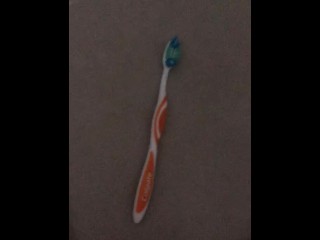 Cumshot on the Dirty Maid's Toothbrush