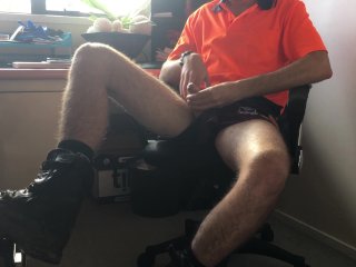 Tradie wanks in the site office