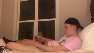 19 year old college frat boy Jesse Gold fingers his hairy hole