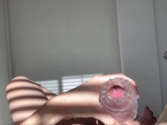 Masturbating in the sunlight while watching porn. Moaning while playing with my cock :)