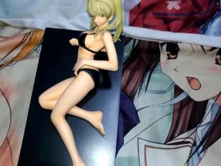 黒ビキニの金髪ツインテール美少女フィギュアぶっかけ顔射オナニー【キモオタク男の喘ぎ声あり】