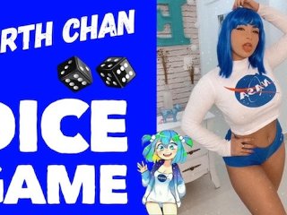 Cosplay Girl Earth Chan Dirty Talk - DICE GAME - Riding on Dildo Cumming on Boobs and Mouth