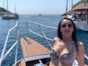 Preview 1 of HOT BRUNETTE IN A BIKINI GETS AN ORGASM ON YACHT WHITH LOVENSE CONTROL (VIBRATOR IN PUSSY)