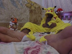 Video Life Sized Pikachu with Huge Black Cock Jerks off For you while friends watch