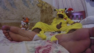 Life Sized Pikachu with Huge Black Cock Jerks off For you while friends watch