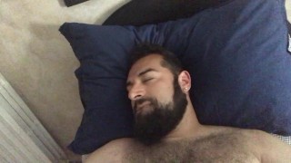 Big Bearded Bear With Hairy Chest Wanking Playing On Cam Showing His Tongue Beautiful Agony