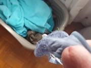 Preview 3 of Cum in sis dirty panties from laundry in her room
