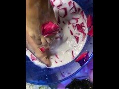 Rose milk foot bath 