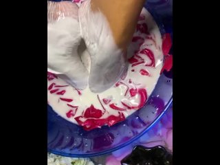 rose bath, milk, blonde, foot fetish