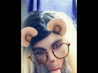 Sissy slut sucking her 9 inch dildo