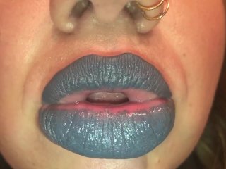 brunette, lipstick fetish, asmr, kissing