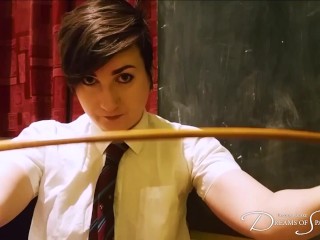 Schoolgirl Scared of the Cane - Pandora Blake Divulges her Anticipation while she Waits to be Caned