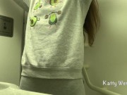 Preview 5 of Risky masturbation in an airplane toilet. Almost Caught without Panties When Cumming