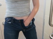 Preview 4 of Hot Teen Fingering her Juicy Pussy in Toilet - Public by LittleHer