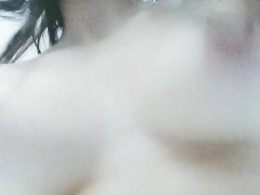 Bouncing my pale natural boobs from a funny angle.