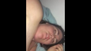 Bbw Getting fucked by a cucumber, sucking cock