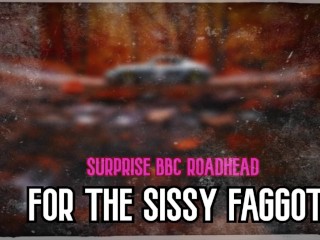 Verrassing BBC Roadhead Voor De Sissy Faggot