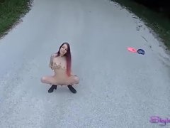 Skyla Pink voyeur slut wife stripping naked in public