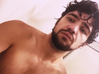 Big Pierced Cut Dick in the Shower can't Cum