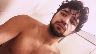 big pierced cut dick in the shower can't cum