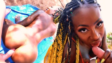 Ebony rasta girl with big boobs get´s fucked anal and creampied at ...